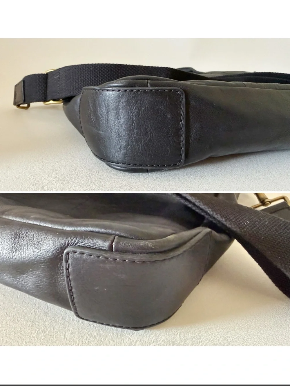 Fossil Briefcase Messenger Bag Leather Classic Minimalist Black